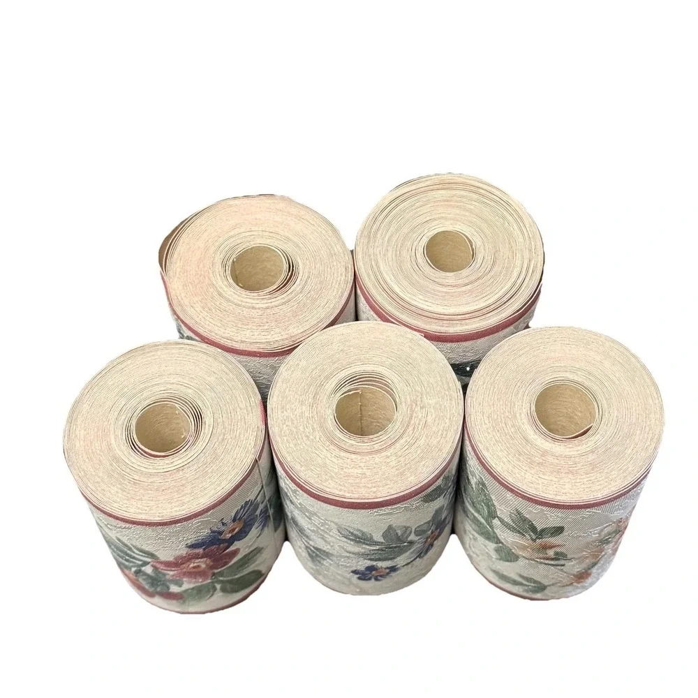 Vintage Floral Wallpaper Border Lot‎ 5 Rolls Cottage Pink Blue Flowers Textured